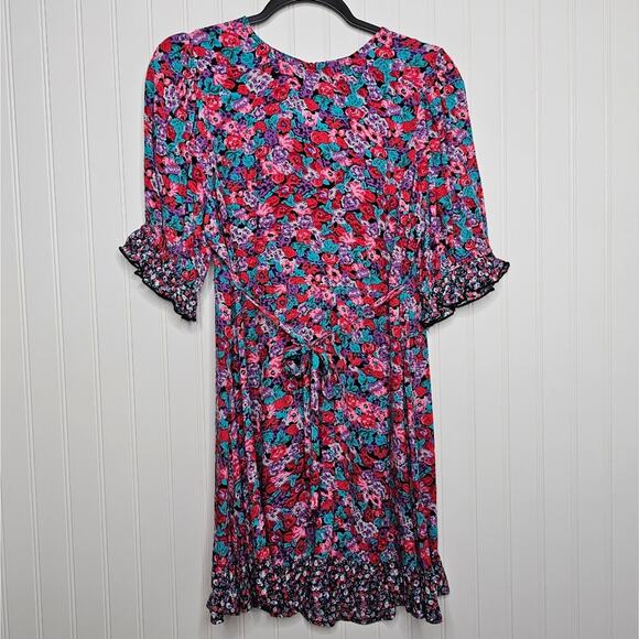 Rixo x Target Pink Multi Floral Ruffled Mini Dress Size 6 Wedding Guest Summer - Picture 9 of 9
